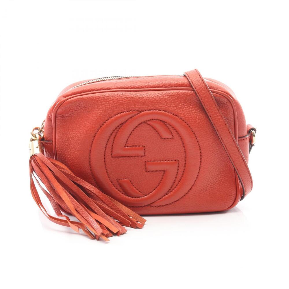 Gucci Soho Disco Bag Interlocking GG Shoulder Leather Red